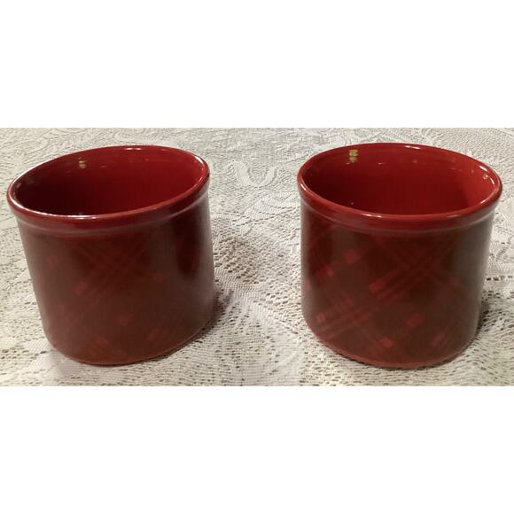Set of 2 Red Plaid Mug Coffee Cups Dat'l Do It Inc. - Picture 5 of 10
